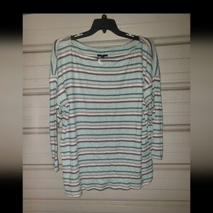 Plus Size 38 40 4x 5xLane Bryant  Striped Long Sleeve Top Soft Sweater Shirt